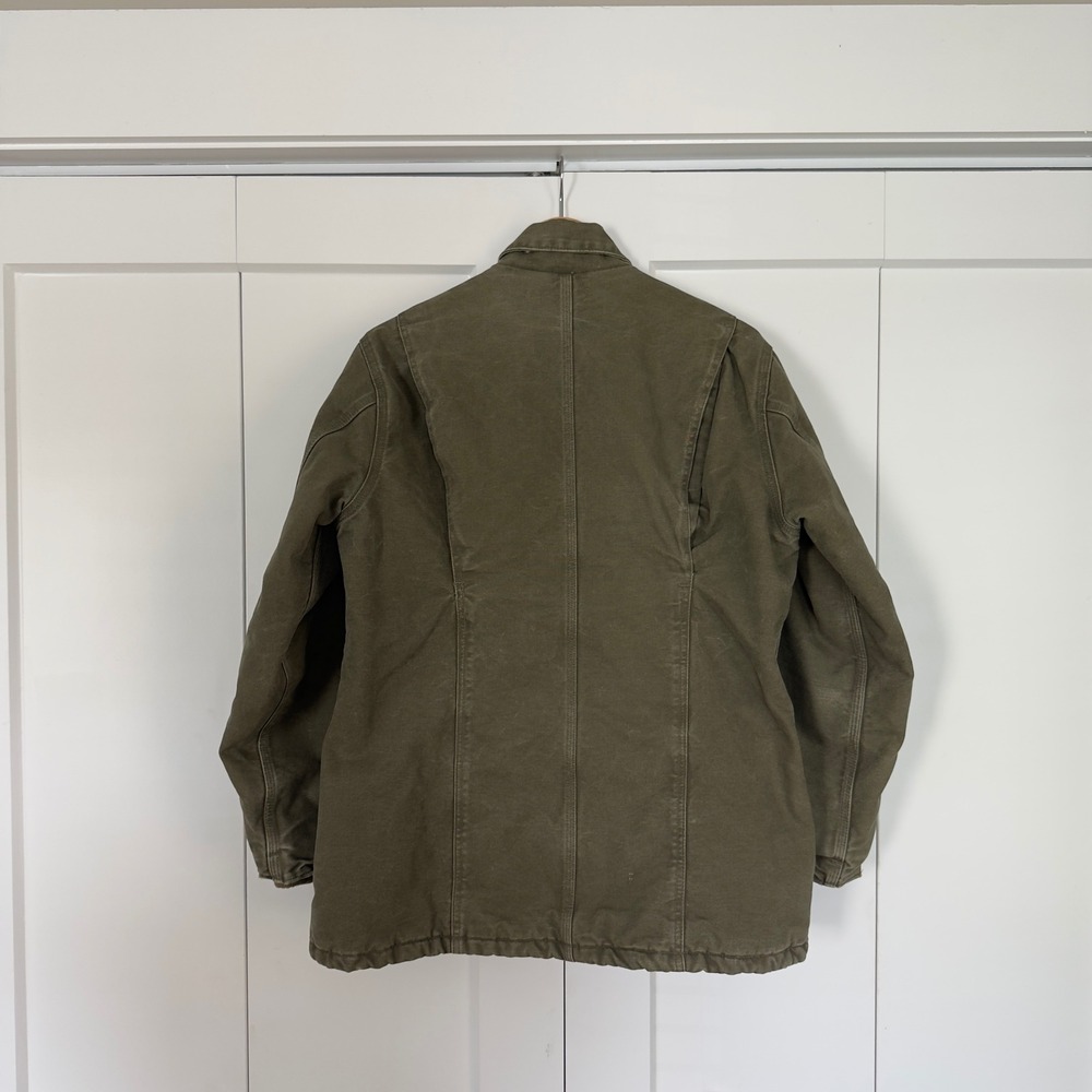 Womens Carhartt WC026 LOV Chore Jacket Large Olive Green Quilt Lined Canvas - Picture 3 of 6